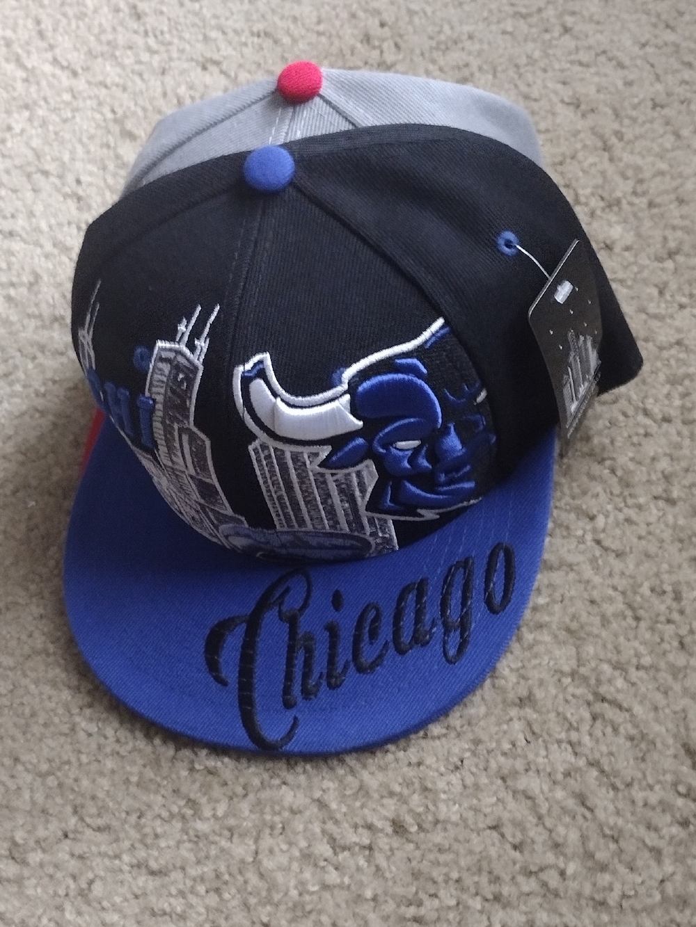 Chicago Bulls Blue & Black - Red & Grey Snapback Hat NWT - (2) Both - $40